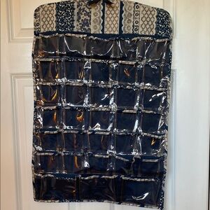 Blue Hanging Organizer with Clear Pockets